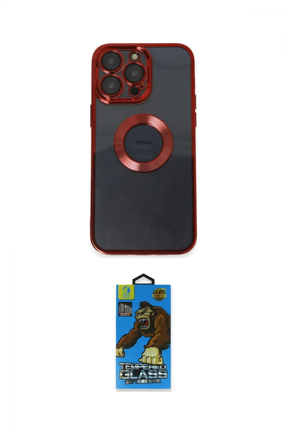 ieg™ iPhone 14 Pro Kılıf Pusula Form - Siyah 18D Cam Ekran Koruyucu