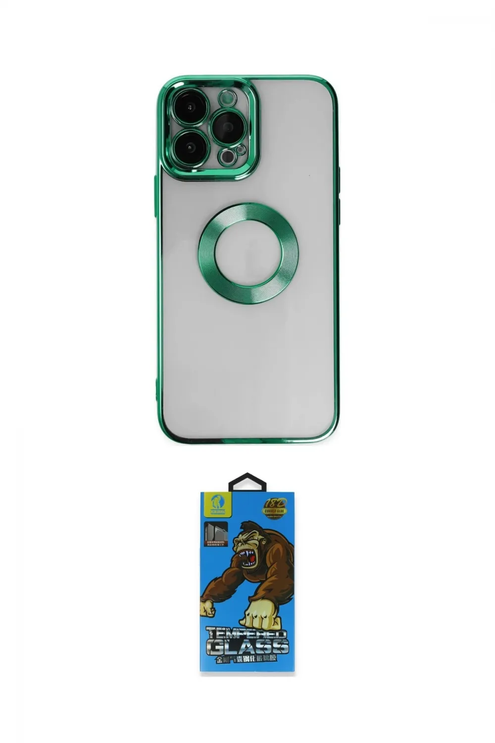 ieg™ iPhone 14 Pro Kılıf Pusula Form - Siyah 18D Cam Ekran Koruyucu