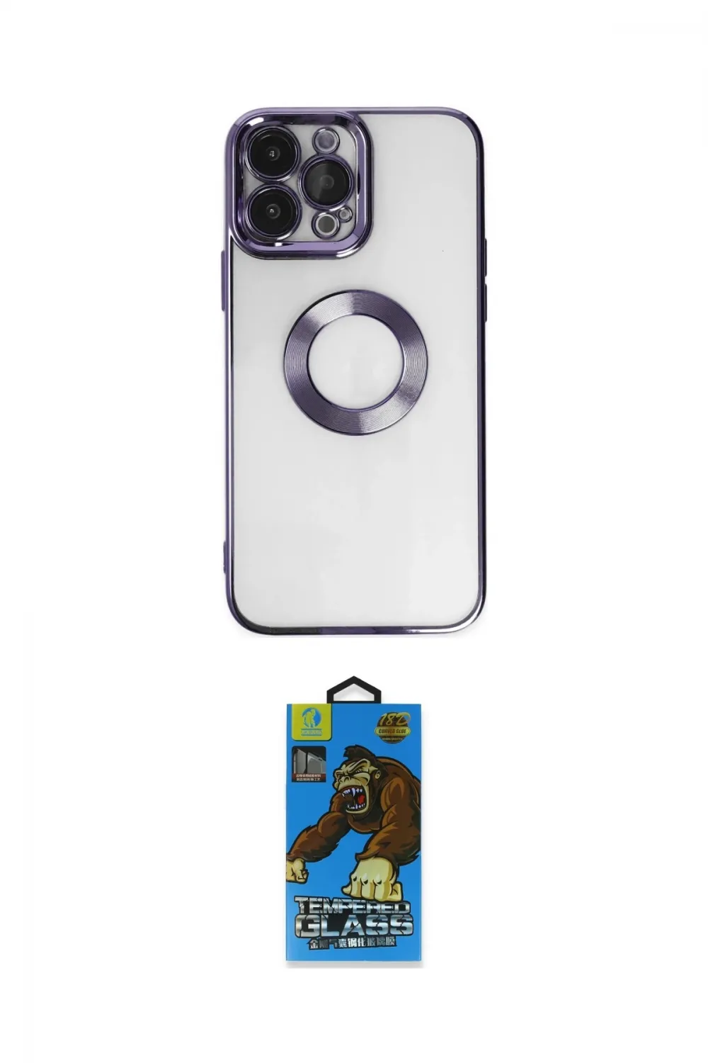 ieg™ iPhone 14 Pro Kılıf Pusula Form - Siyah 18D Cam Ekran Koruyucu