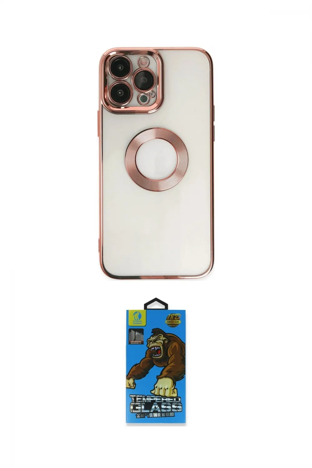 ieg™ iPhone 14 Pro Kılıf Pusula Form - Siyah 18D Cam Ekran Koruyucu