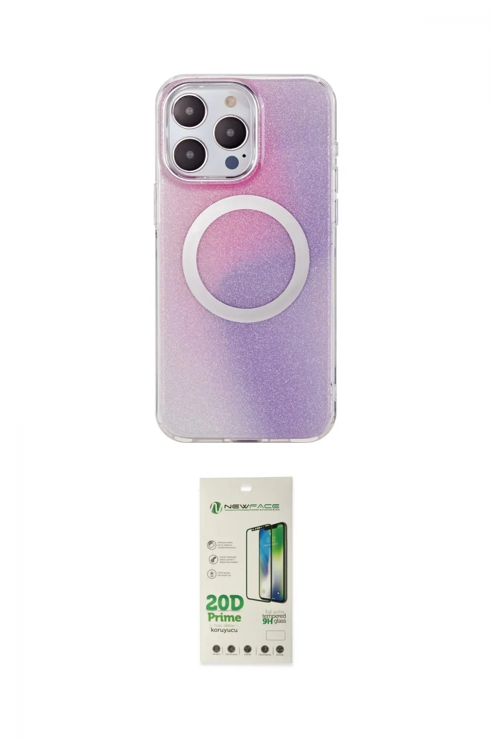 ieg™ iPhone 14 Pro Kılıf Pusula Form - Siyah 20D Premium Cam Ekran Koruyucu