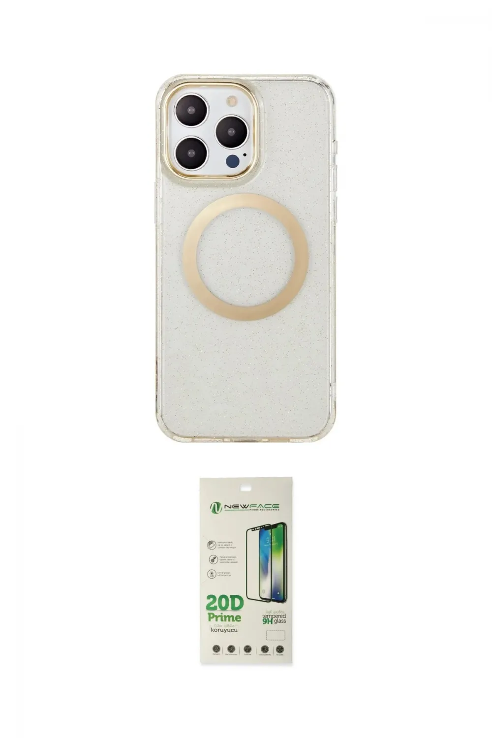 ieg™ iPhone 14 Pro Kılıf Pusula Form - Siyah 20D Premium Cam Ekran Koruyucu