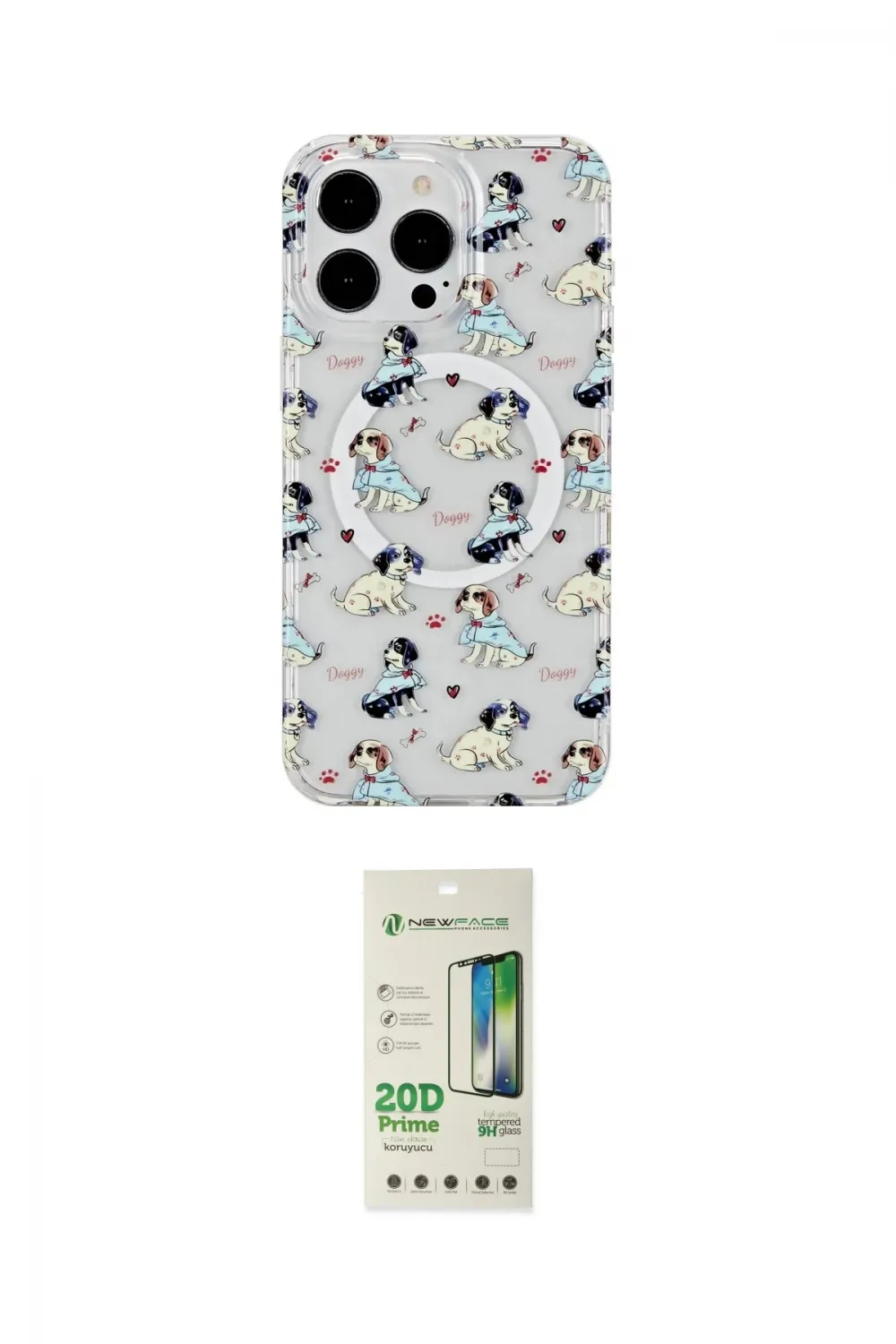 ieg™ iPhone 14 Pro Kılıf Pusula Form - Siyah 20D Premium Cam Ekran Koruyucu