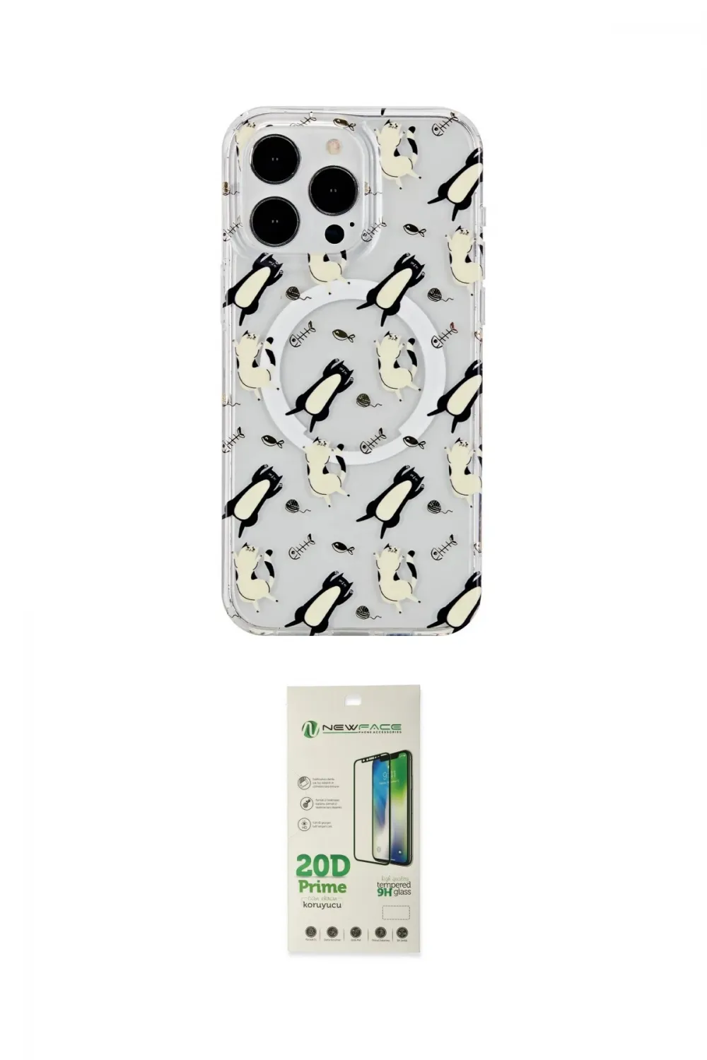 ieg™ iPhone 14 Pro Kılıf Pusula Form - Siyah 20D Premium Cam Ekran Koruyucu