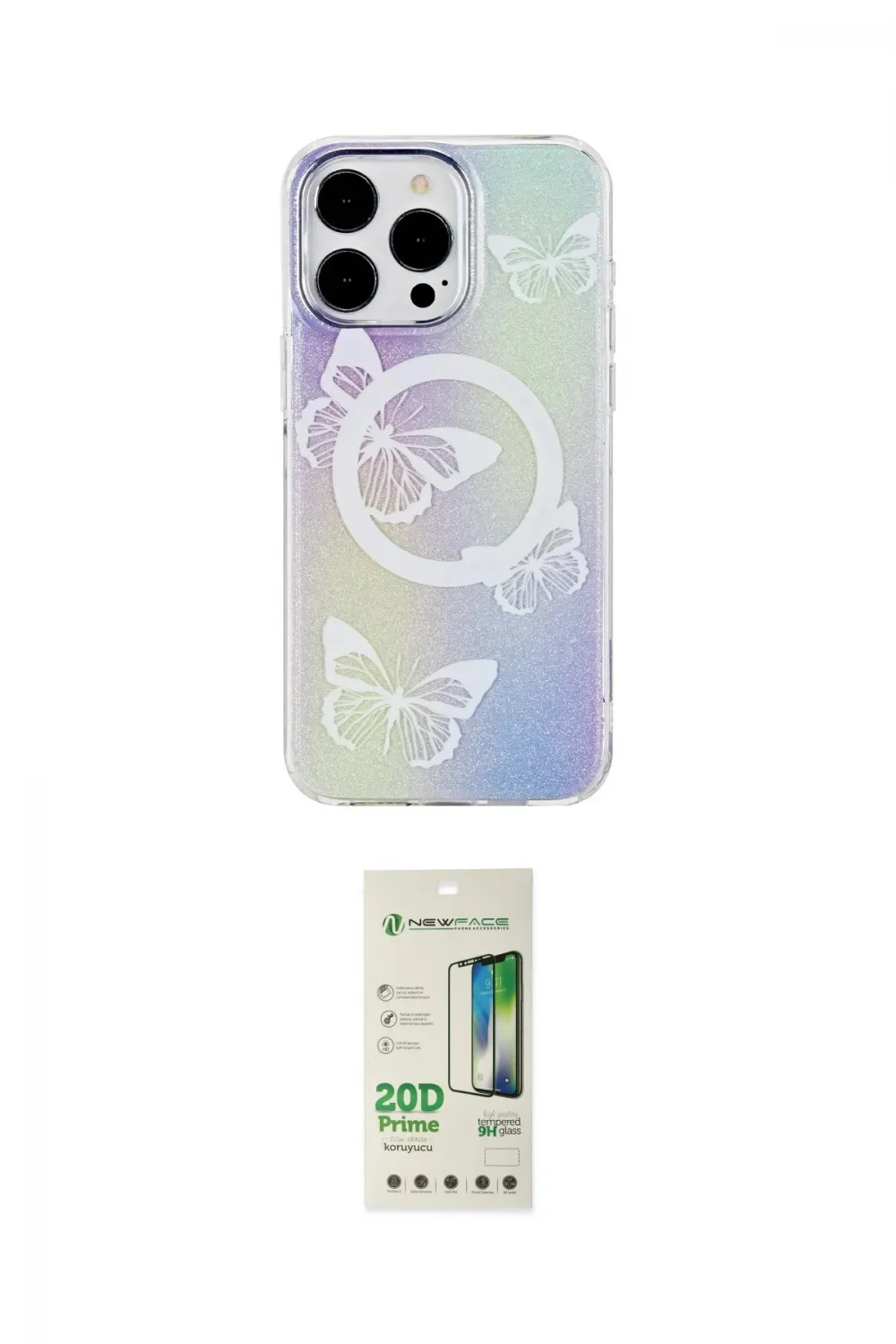 ieg™ iPhone 14 Pro Kılıf Pusula Form - Siyah 20D Premium Cam Ekran Koruyucu