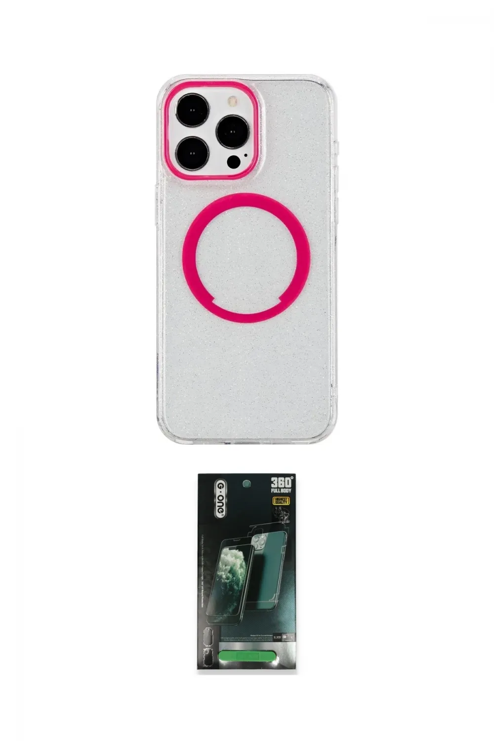 ieg™ iPhone 14 Pro Kılıf Pusula Form - Siyah 360 Mat Full Body Arka Koruyucu