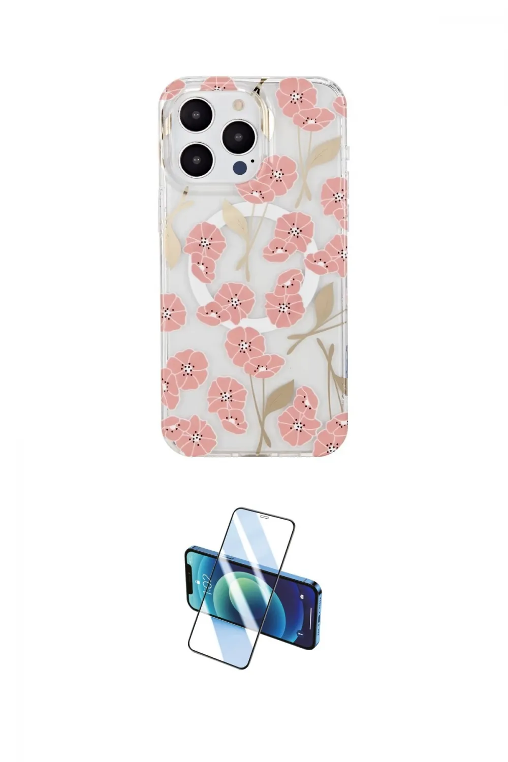 ieg™ iPhone 14 Pro Kılıf Pusula Form - Siyah 3D Antistatik Cam Ekran Koruyucu