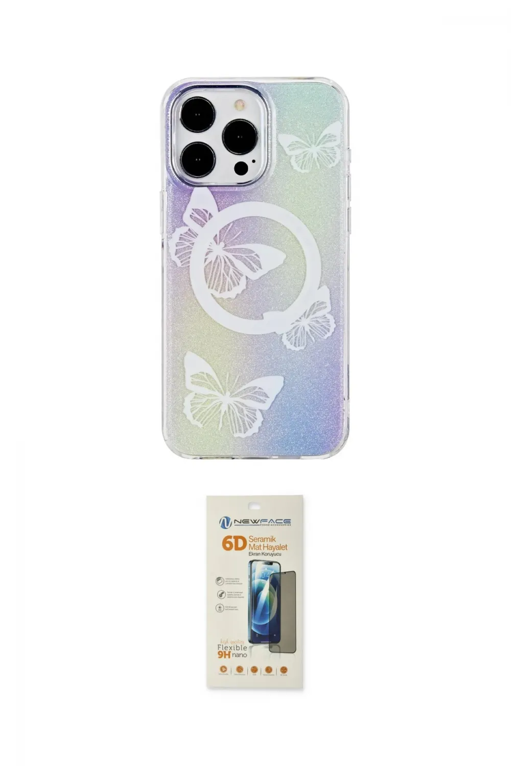 ieg™ iPhone 14 Pro Kılıf Pusula Form - Siyah 6D Mat Seramik Hayalet Nano Ekran Koruyucu