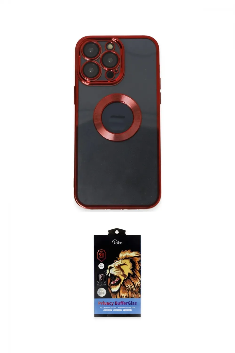 ieg™ iPhone 14 Pro Kılıf Pusula Form - Siyah Buffer Hayalet Cam Ekran Koruyucu