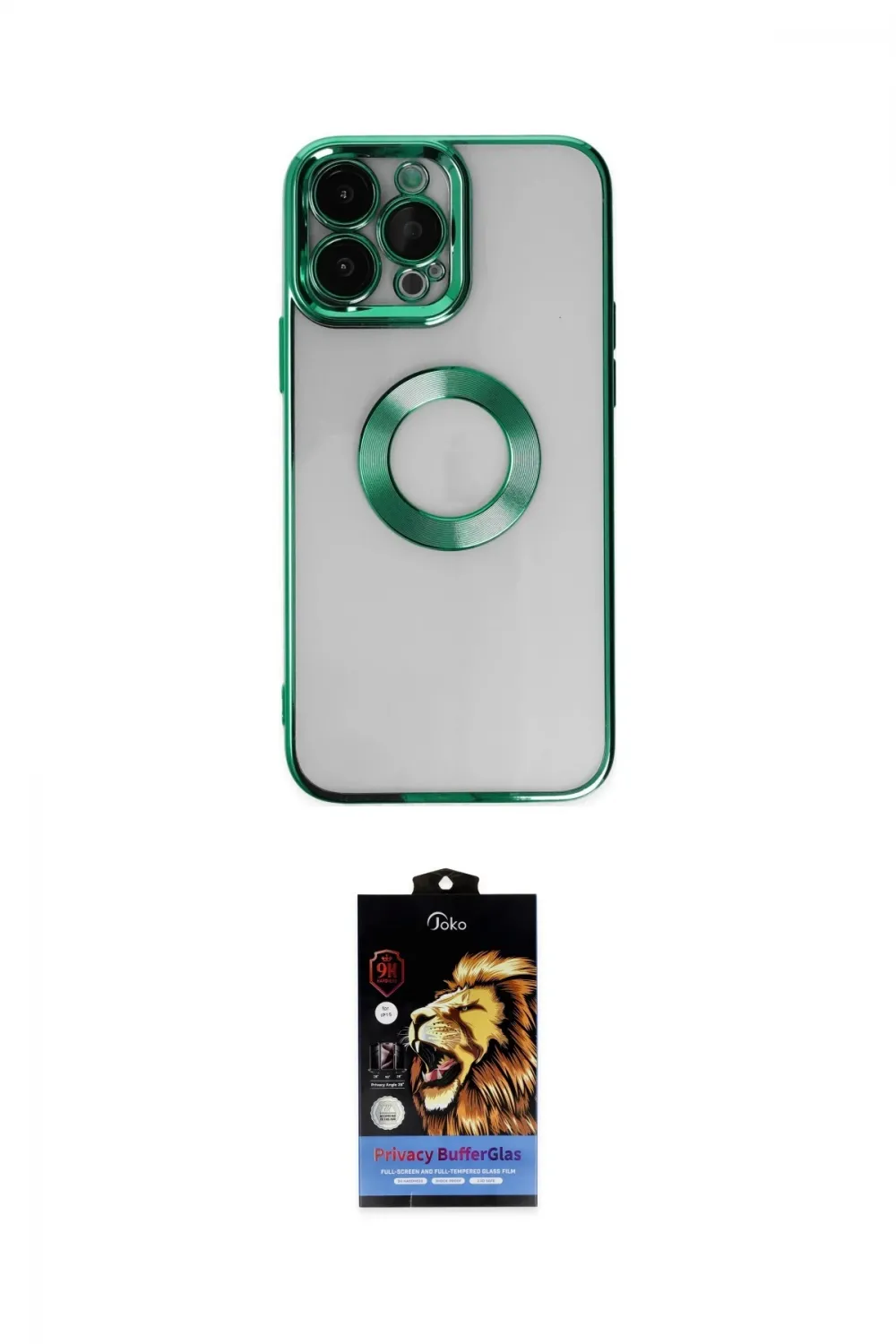 ieg™ iPhone 14 Pro Kılıf Pusula Form - Siyah Buffer Hayalet Cam Ekran Koruyucu