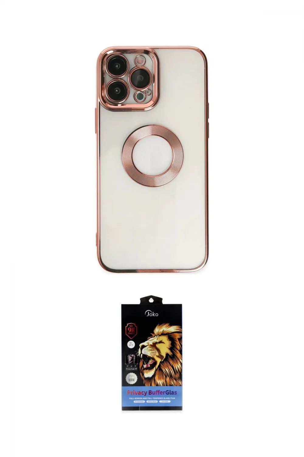 ieg™ iPhone 14 Pro Kılıf Pusula Form - Siyah Buffer Hayalet Cam Ekran Koruyucu