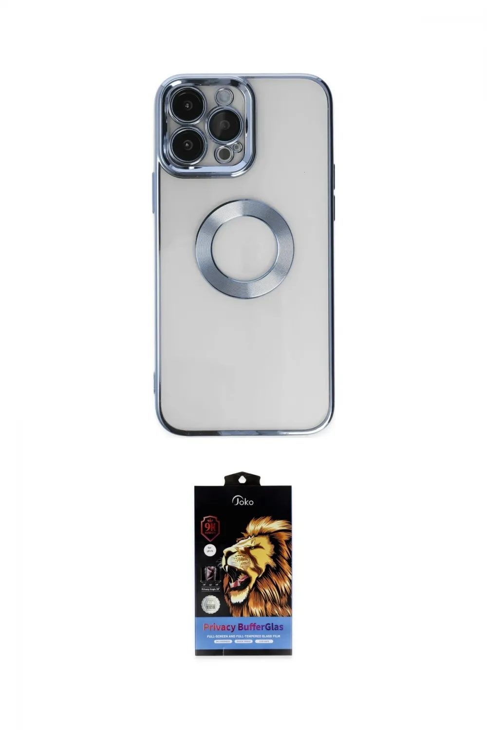 ieg™ iPhone 14 Pro Kılıf Pusula Form - Siyah Buffer Hayalet Cam Ekran Koruyucu