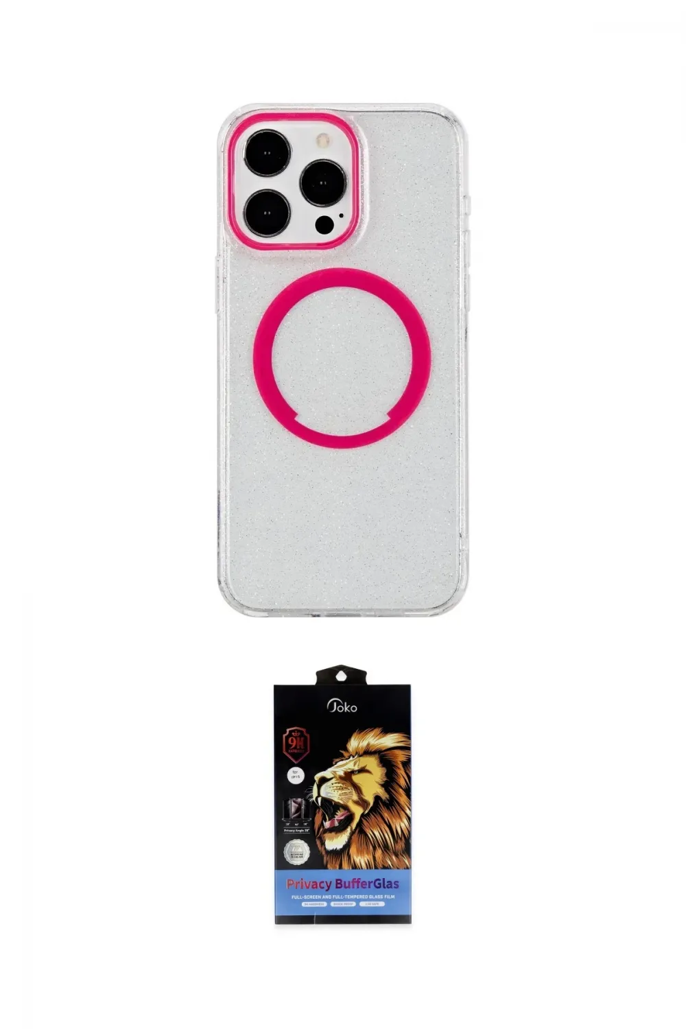 ieg™ iPhone 14 Pro Kılıf Pusula Form - Siyah Buffer Hayalet Cam Ekran Koruyucu