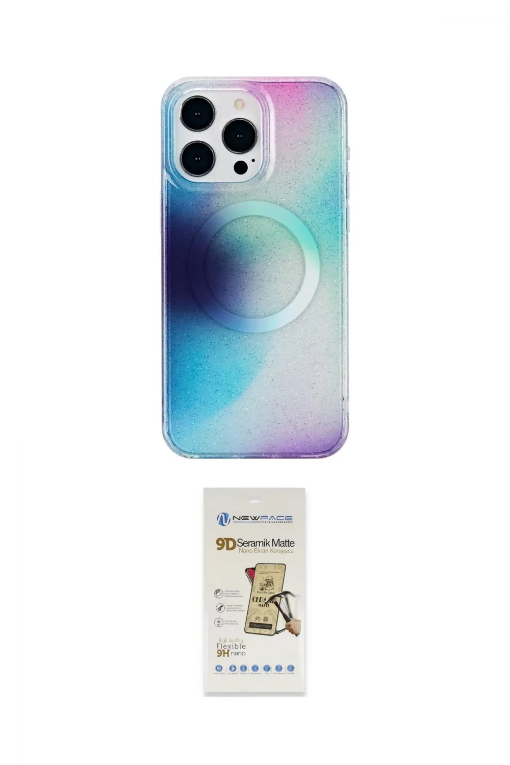 ieg™ iPhone 14 Pro Kılıf Pusula Form - Siyah Mat Seramik Nano Ekran Koruyucu