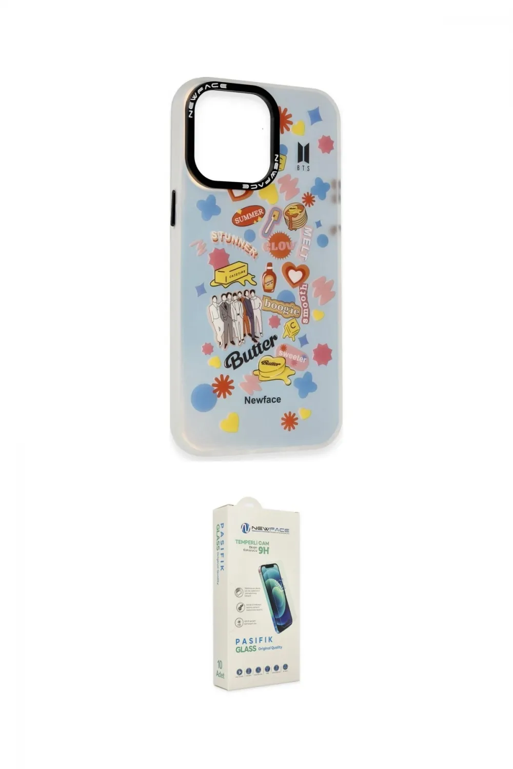 ieg™ iPhone 14 Pro Kılıf Siluet Çizgi Koleksiyonu - Şeffaf Pasifik Cam Ekran Koruyucu
