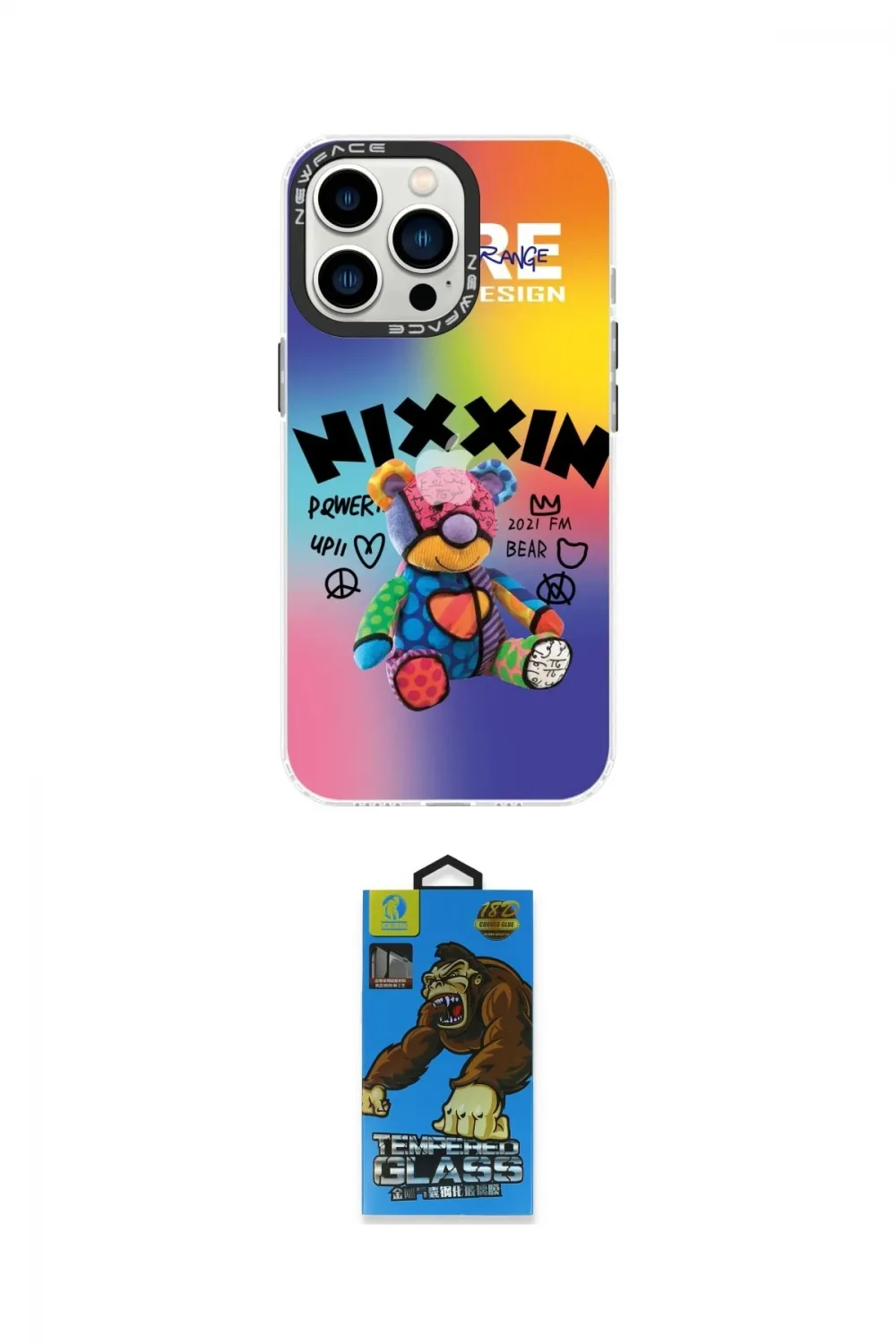 ieg™ iPhone 14 Pro Kılıf Siluet Çizgi Koleksiyonu - Siyah 18D Cam Ekran Koruyucu