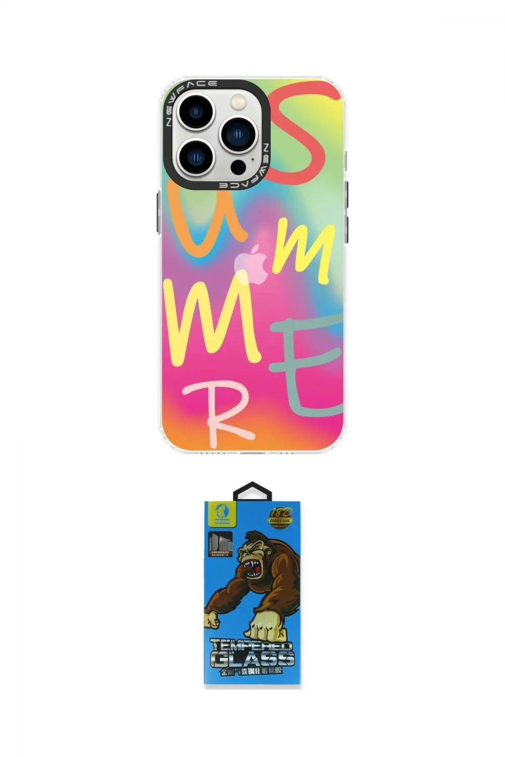 ieg™ iPhone 14 Pro Kılıf Siluet Çizgi Koleksiyonu - Siyah 18D Cam Ekran Koruyucu