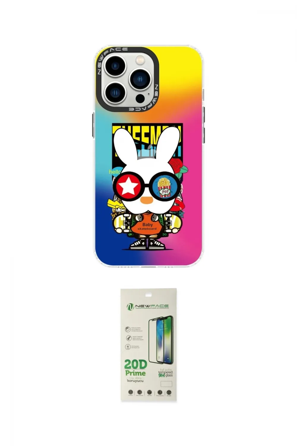 ieg™ iPhone 14 Pro Kılıf Siluet Çizgi Koleksiyonu - Siyah 20D Premium Cam Ekran Koruyucu