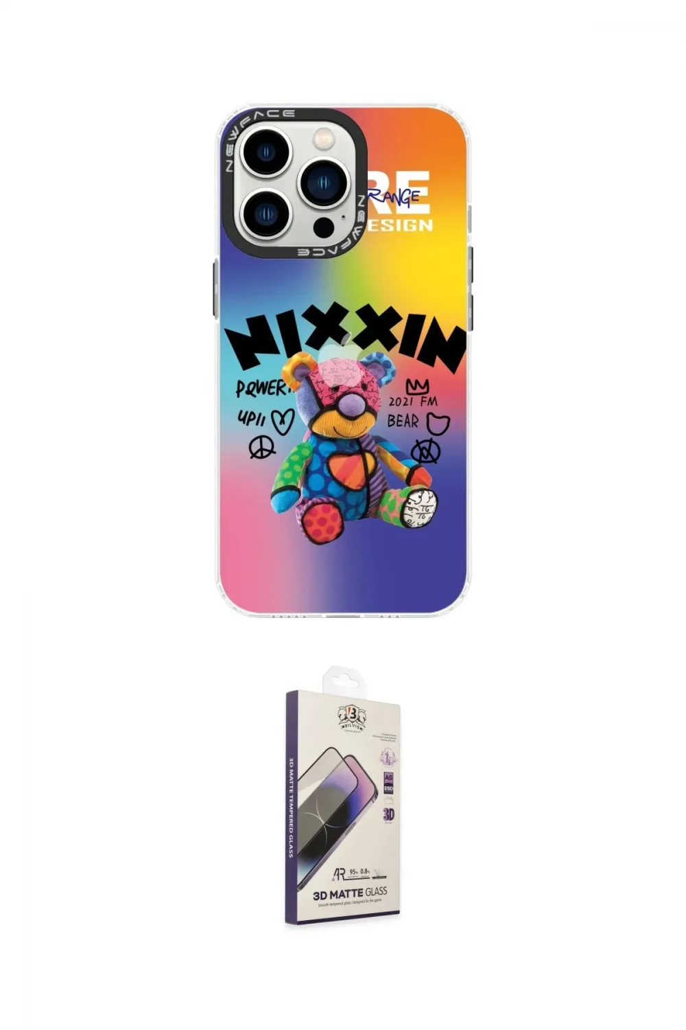 ieg™ iPhone 14 Pro Kılıf Siluet Çizgi Koleksiyonu - Siyah Bilvis 3D Mat Cam Ekran Koruyucu