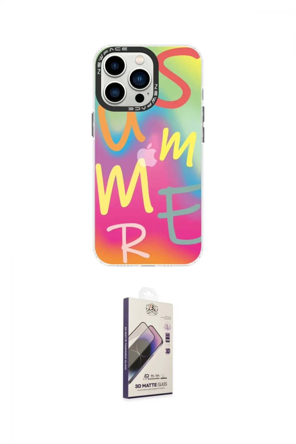 ieg™ iPhone 14 Pro Kılıf Siluet Çizgi Koleksiyonu - Siyah Bilvis 3D Mat Cam Ekran Koruyucu