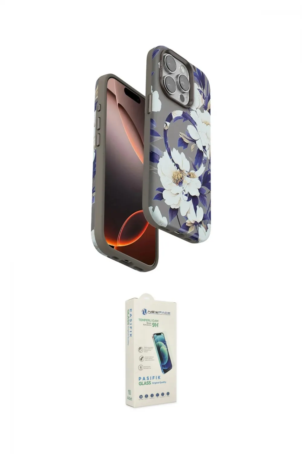 ieg™ iPhone 14 Pro Kılıf Siluet Doku - Şeffaf Pasifik Cam Ekran Koruyucu