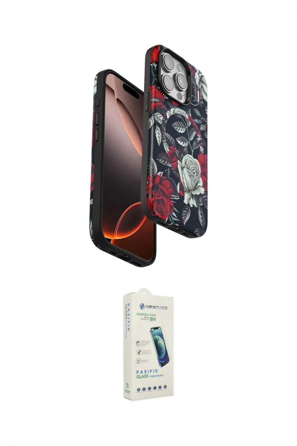 ieg™ iPhone 14 Pro Kılıf Siluet Doku - Şeffaf Pasifik Cam Ekran Koruyucu