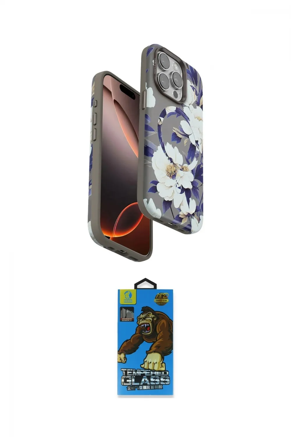 ieg™ iPhone 14 Pro Kılıf Siluet Doku - Siyah 18D Cam Ekran Koruyucu