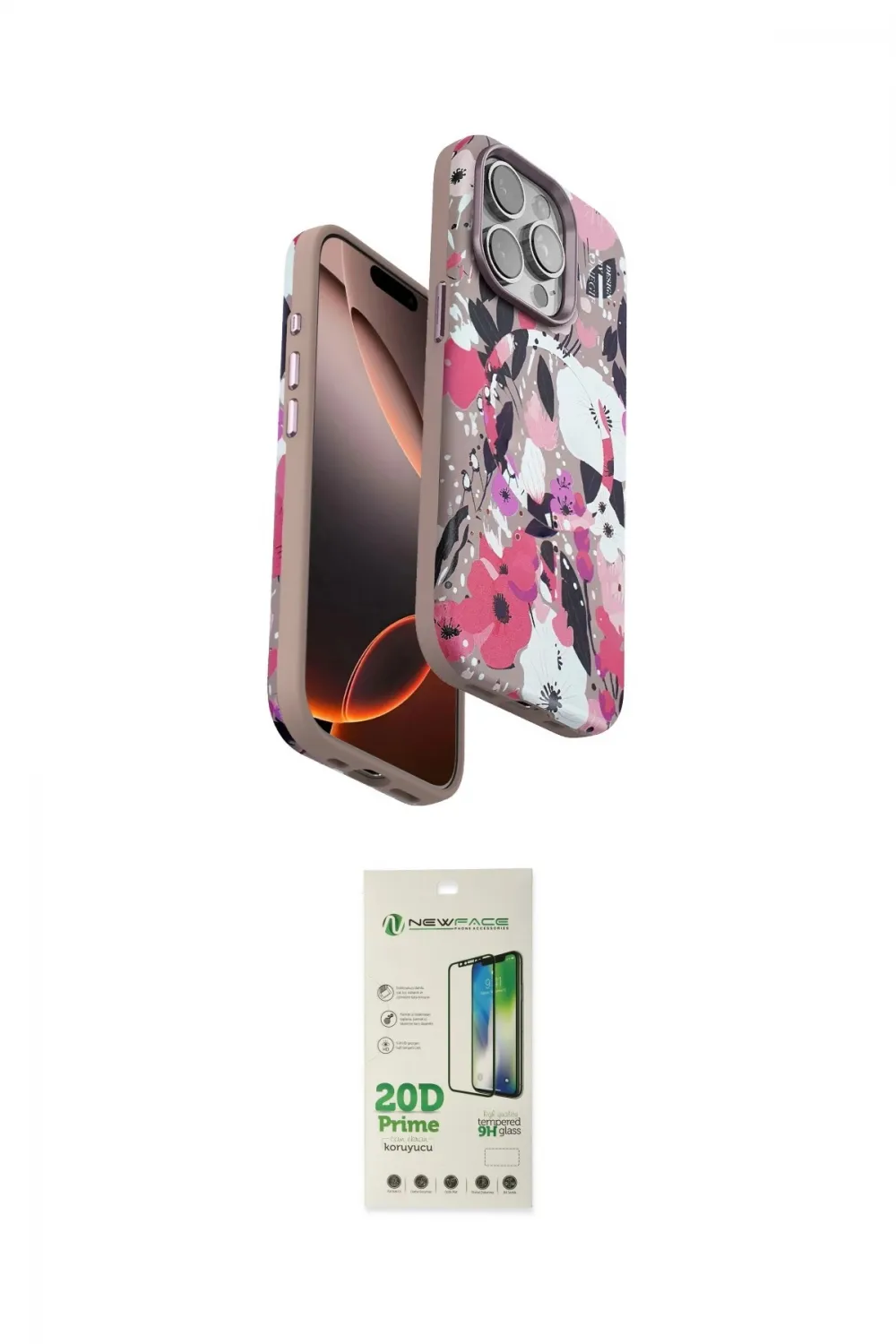 ieg™ iPhone 14 Pro Kılıf Siluet Doku - Siyah 20D Premium Cam Ekran Koruyucu