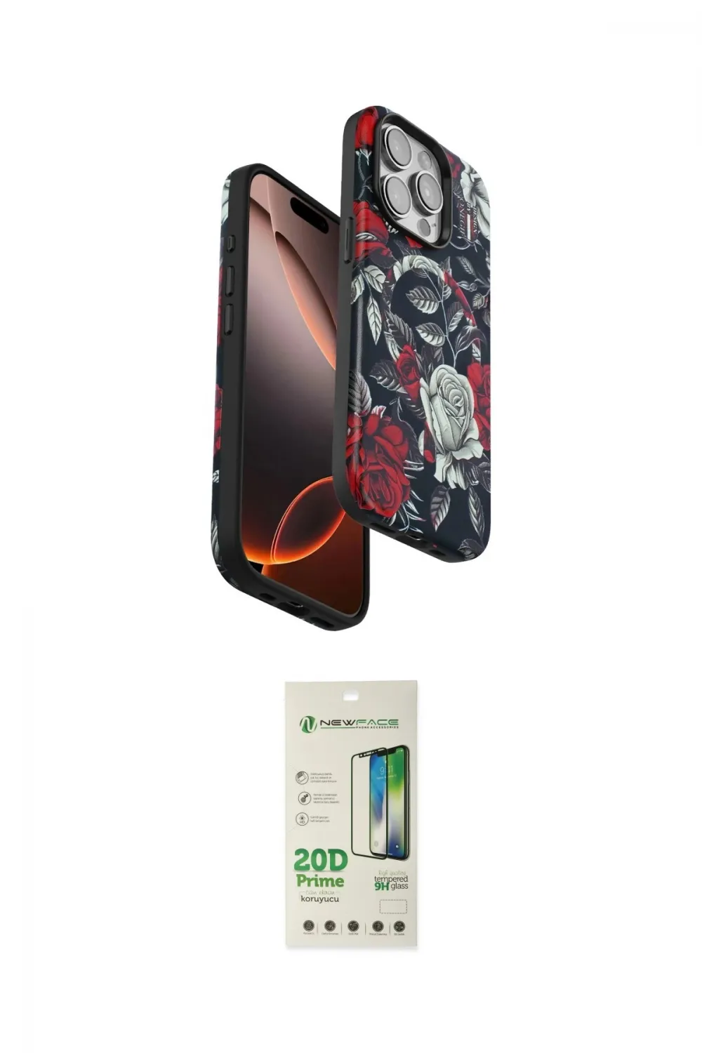 ieg™ iPhone 14 Pro Kılıf Siluet Doku - Siyah 20D Premium Cam Ekran Koruyucu