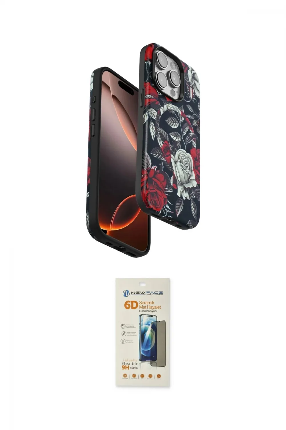 ieg™ iPhone 14 Pro Kılıf Siluet Doku - Siyah 6D Mat Seramik Hayalet Nano Ekran Koruyucu