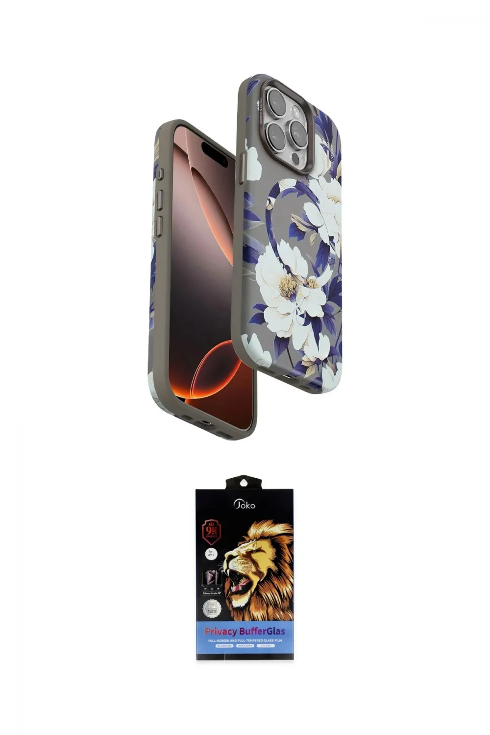 ieg™ iPhone 14 Pro Kılıf Siluet Doku - Siyah Buffer Hayalet Cam Ekran Koruyucu