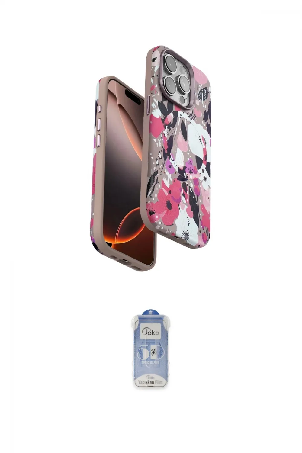 ieg™ iPhone 14 Pro Kılıf Siluet Doku - Siyah Joko Magic 5D Cam