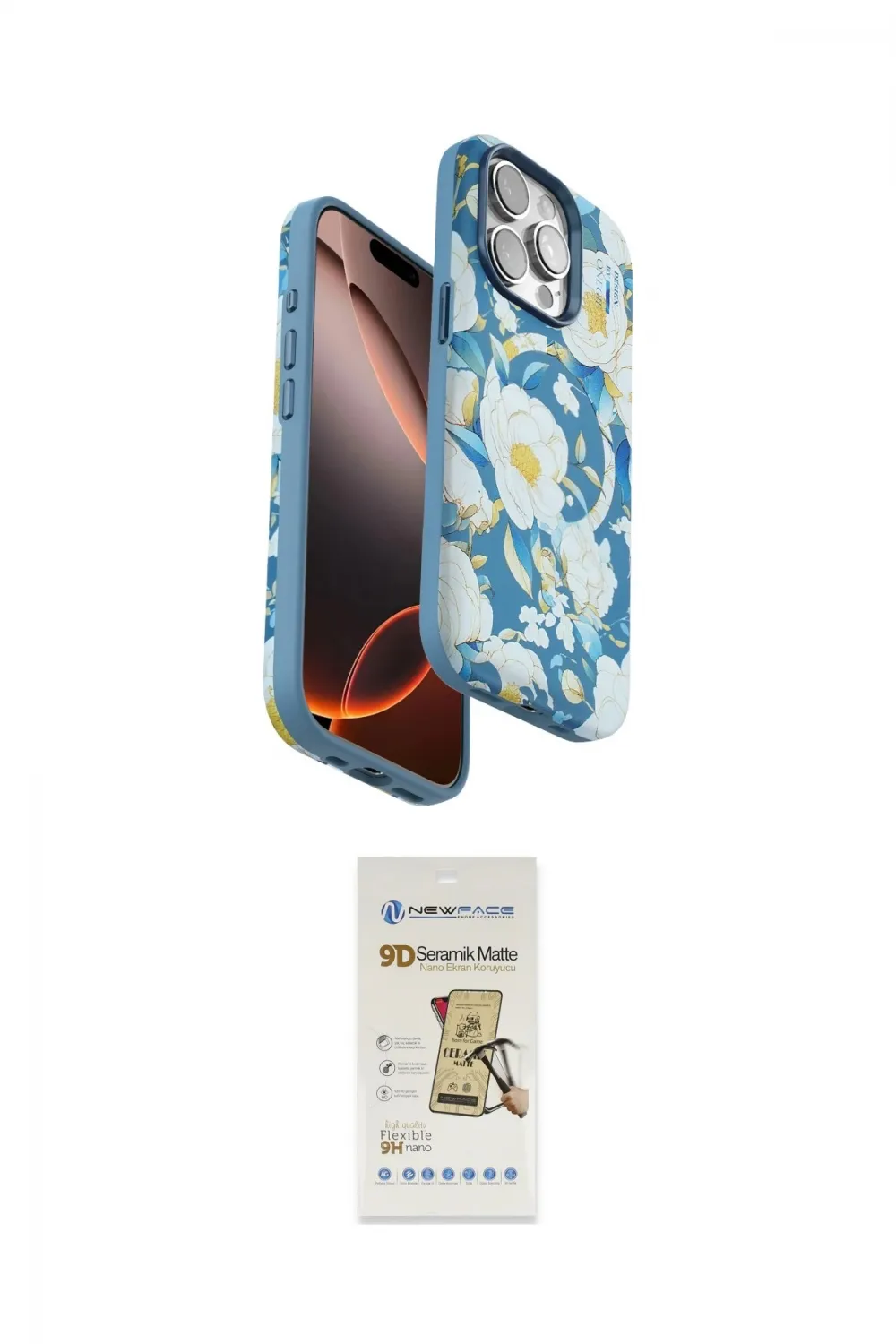 ieg™ iPhone 14 Pro Kılıf Siluet Doku - Siyah Mat Seramik Nano Ekran Koruyucu