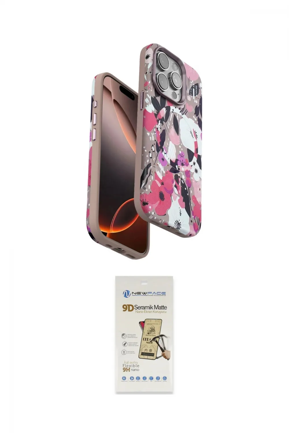 ieg™ iPhone 14 Pro Kılıf Siluet Doku - Siyah Mat Seramik Nano Ekran Koruyucu