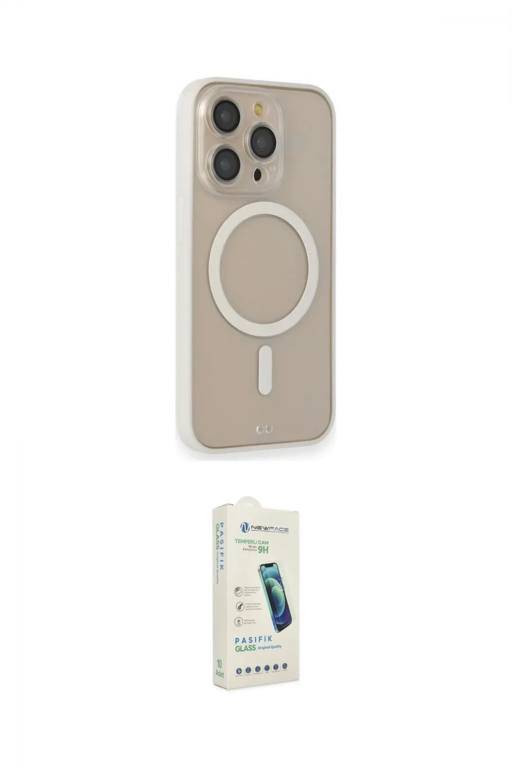 ieg™ iPhone 14 Pro Kılıf Siluet Işık Koleksiyonu - Şeffaf Pasifik Cam Ekran Koruyucu