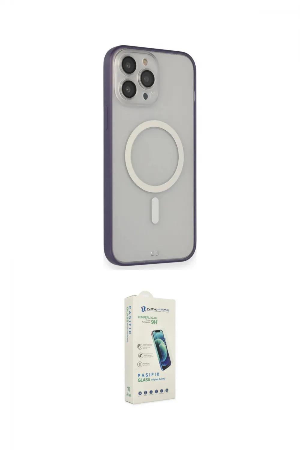 ieg™ iPhone 14 Pro Kılıf Siluet Işık Koleksiyonu - Şeffaf Pasifik Cam Ekran Koruyucu