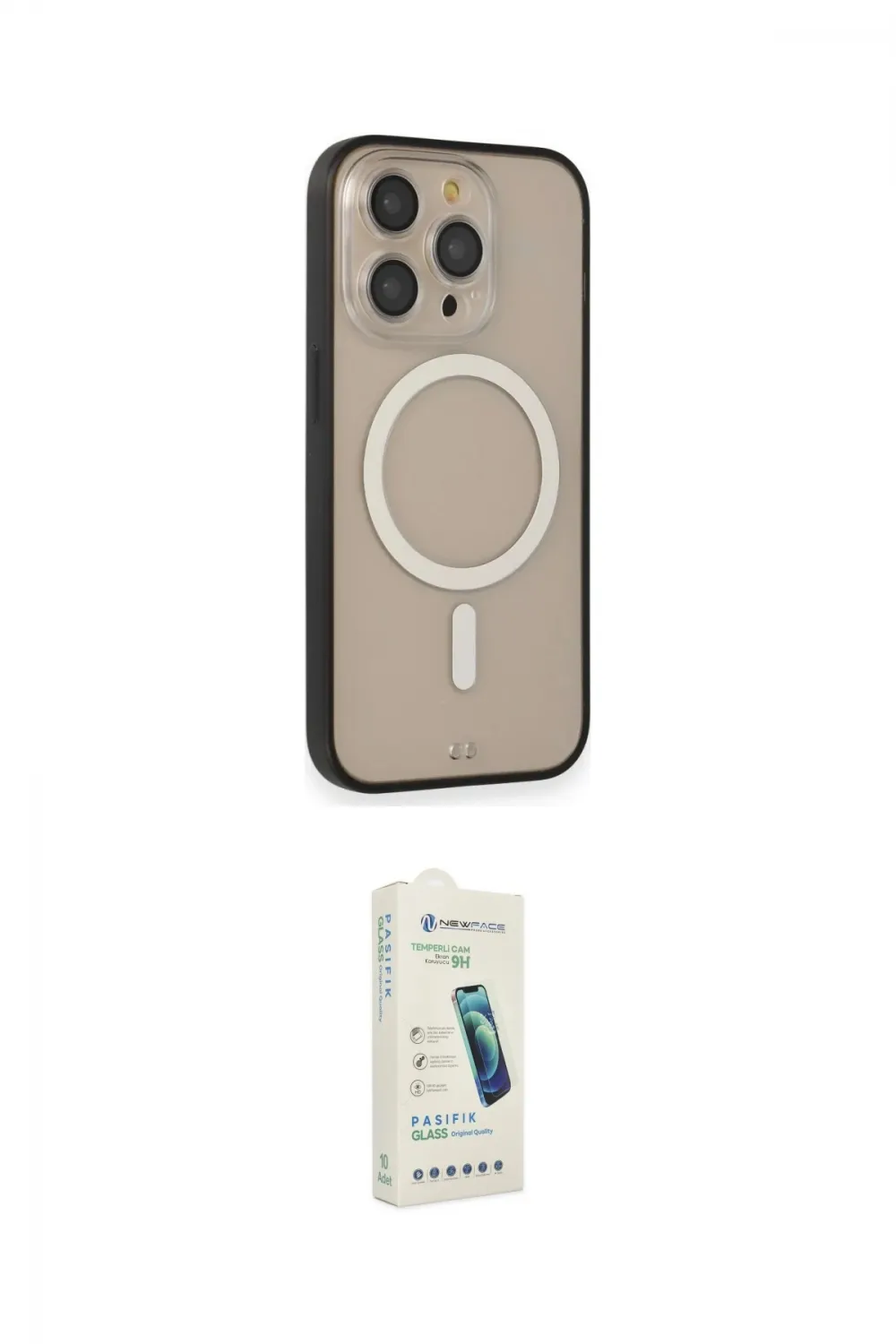 ieg™ iPhone 14 Pro Kılıf Siluet Işık Koleksiyonu - Şeffaf Pasifik Cam Ekran Koruyucu