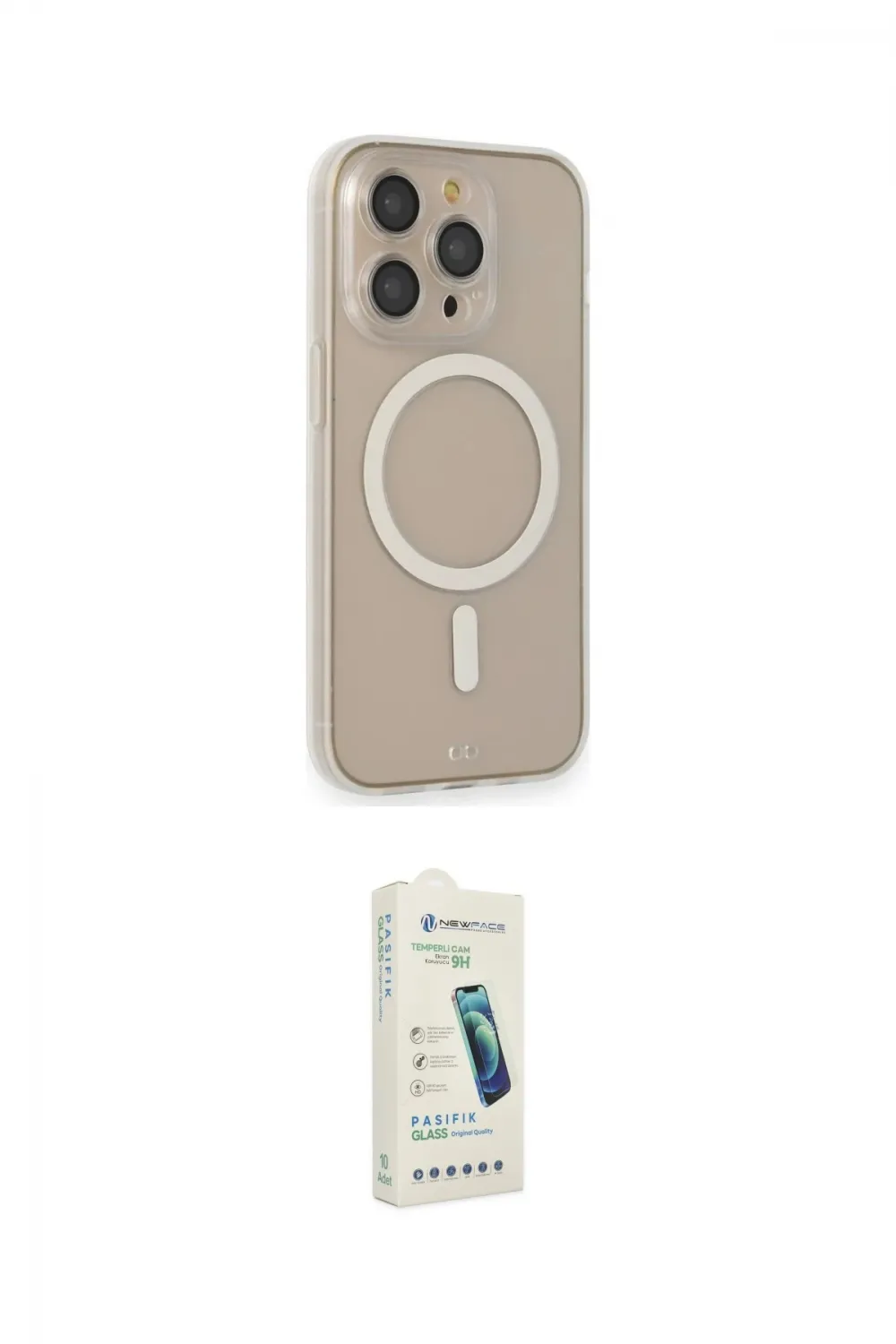 ieg™ iPhone 14 Pro Kılıf Siluet Işık Koleksiyonu - Şeffaf Pasifik Cam Ekran Koruyucu