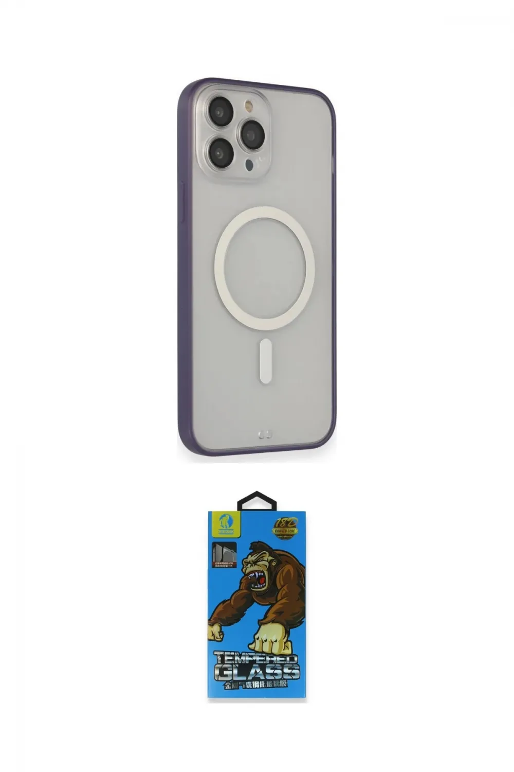 ieg™ iPhone 14 Pro Kılıf Siluet Işık Koleksiyonu - Siyah 18D Cam Ekran Koruyucu
