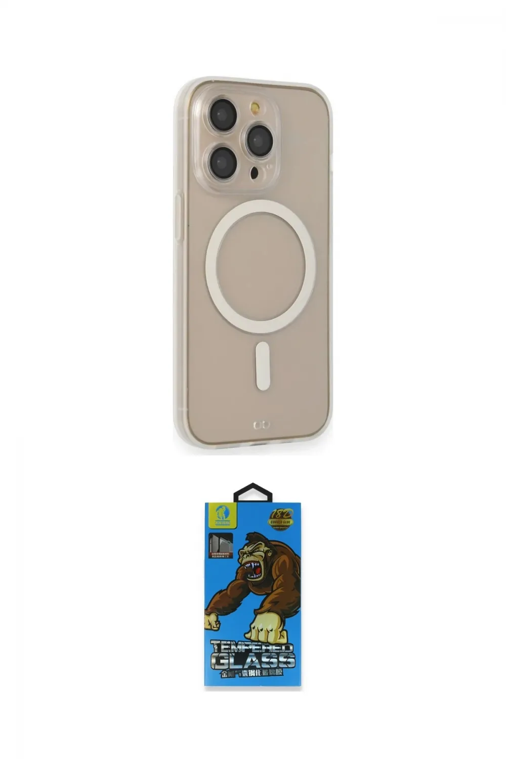ieg™ iPhone 14 Pro Kılıf Siluet Işık Koleksiyonu - Siyah 18D Cam Ekran Koruyucu