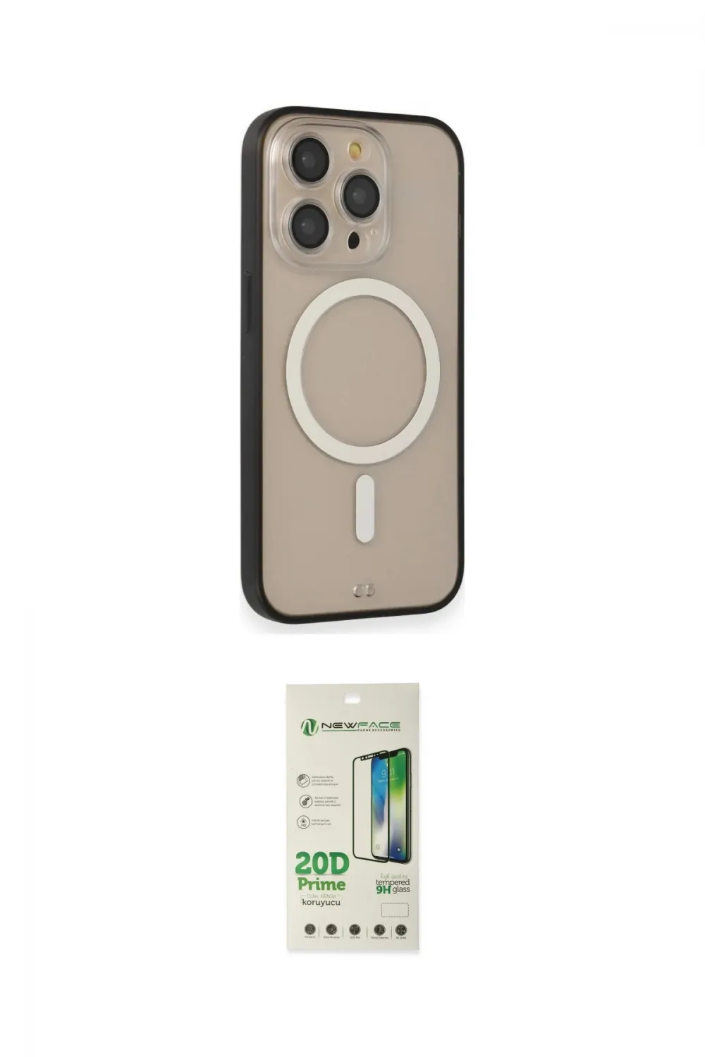 ieg™ iPhone 14 Pro Kılıf Siluet Işık Koleksiyonu - Siyah 20D Premium Cam Ekran Koruyucu