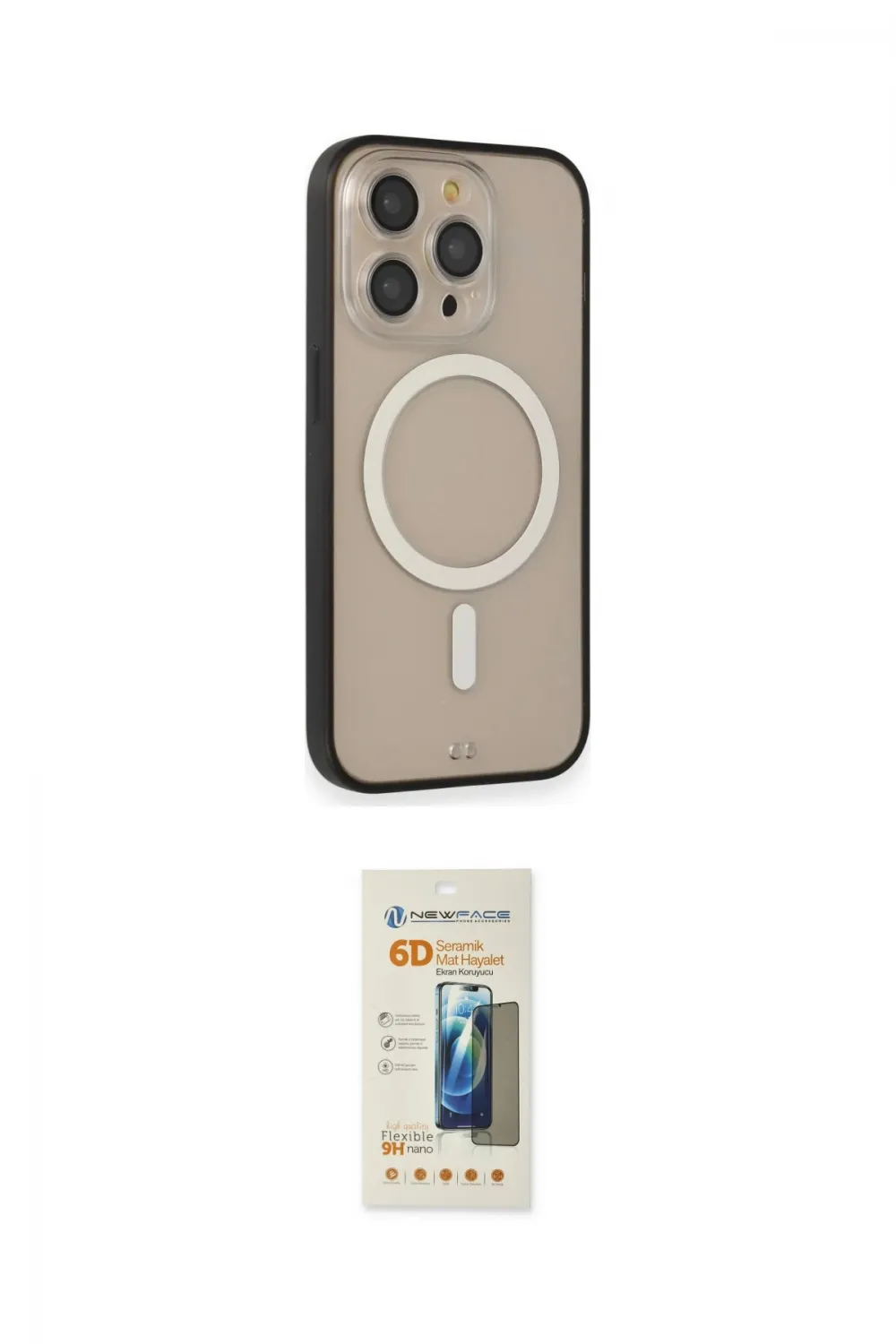 ieg™ iPhone 14 Pro Kılıf Siluet Işık Koleksiyonu - Siyah 6D Mat Seramik Hayalet Nano Ekran Koruyucu