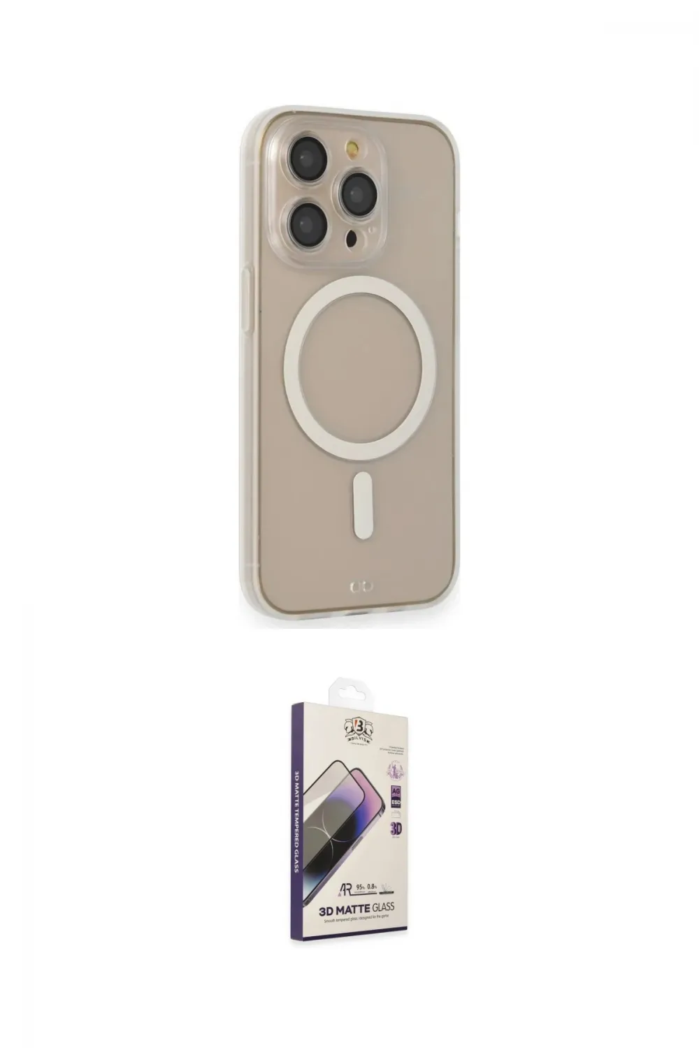 ieg™ iPhone 14 Pro Kılıf Siluet Işık Koleksiyonu - Siyah Bilvis 3D Mat Cam Ekran Koruyucu