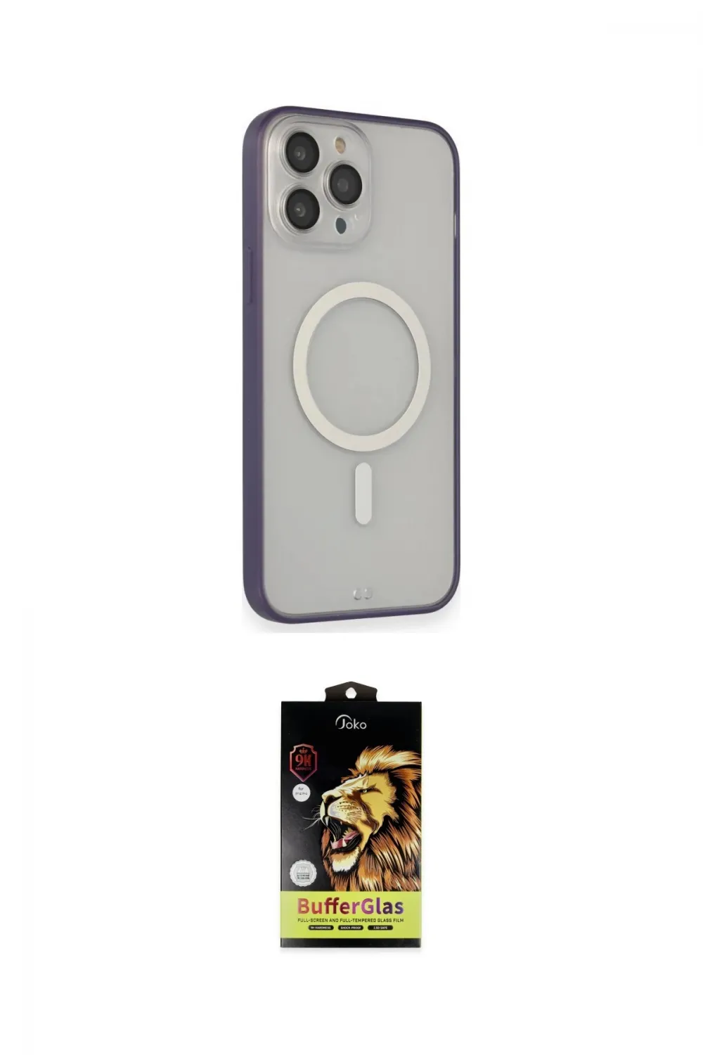 ieg™ iPhone 14 Pro Kılıf Siluet Işık Koleksiyonu - Siyah Buffer Cam Ekran Koruyucu