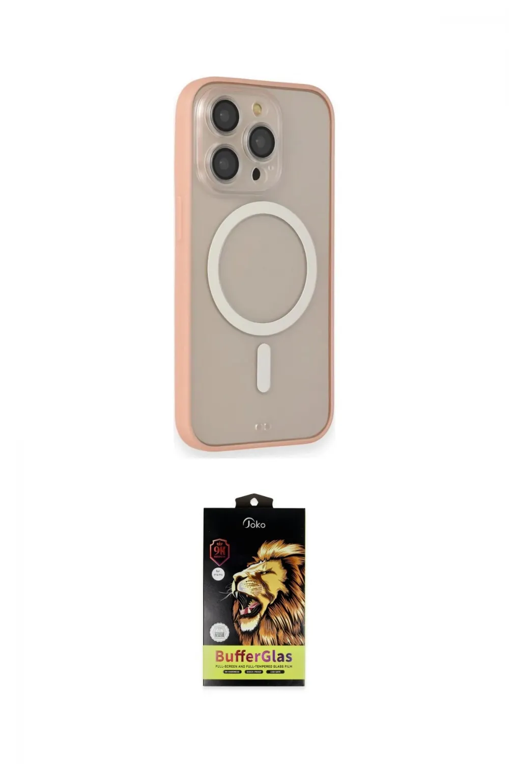 ieg™ iPhone 14 Pro Kılıf Siluet Işık Koleksiyonu - Siyah Buffer Cam Ekran Koruyucu