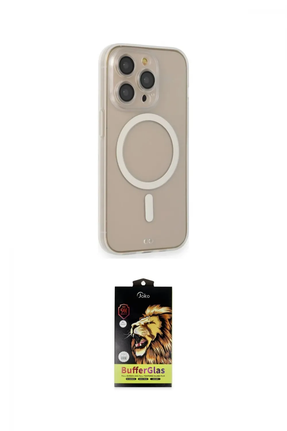 ieg™ iPhone 14 Pro Kılıf Siluet Işık Koleksiyonu - Siyah Buffer Cam Ekran Koruyucu
