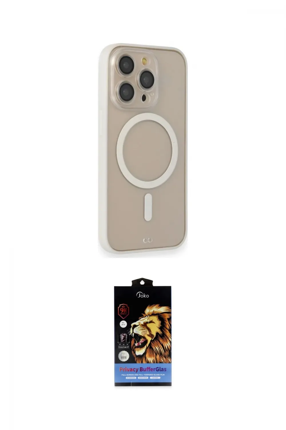 ieg™ iPhone 14 Pro Kılıf Siluet Işık Koleksiyonu - Siyah Buffer Hayalet Cam Ekran Koruyucu