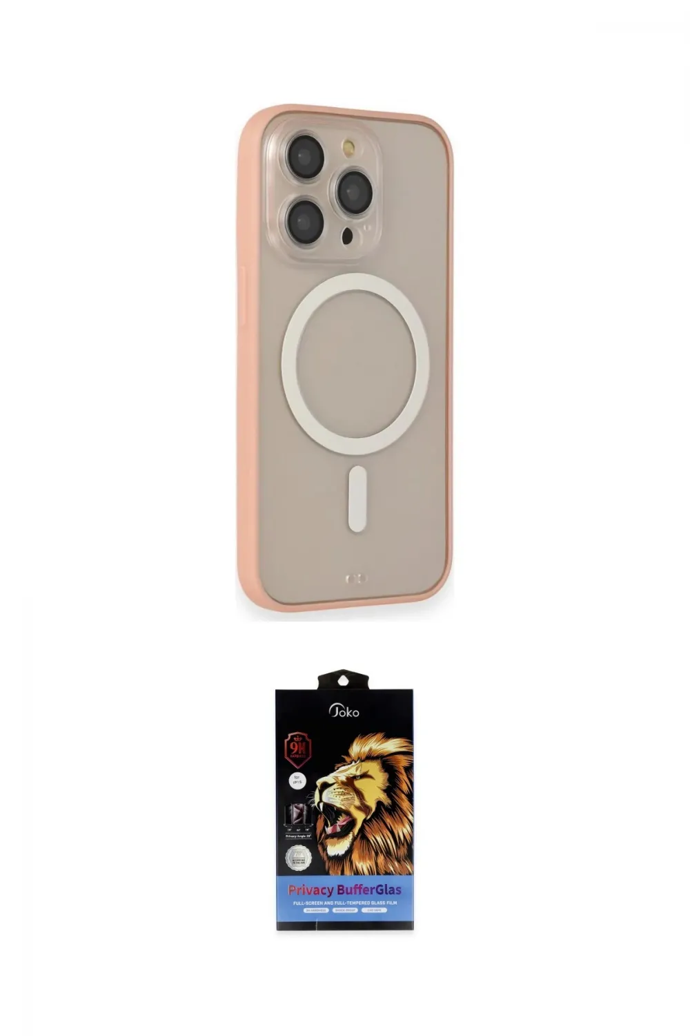 ieg™ iPhone 14 Pro Kılıf Siluet Işık Koleksiyonu - Siyah Buffer Hayalet Cam Ekran Koruyucu