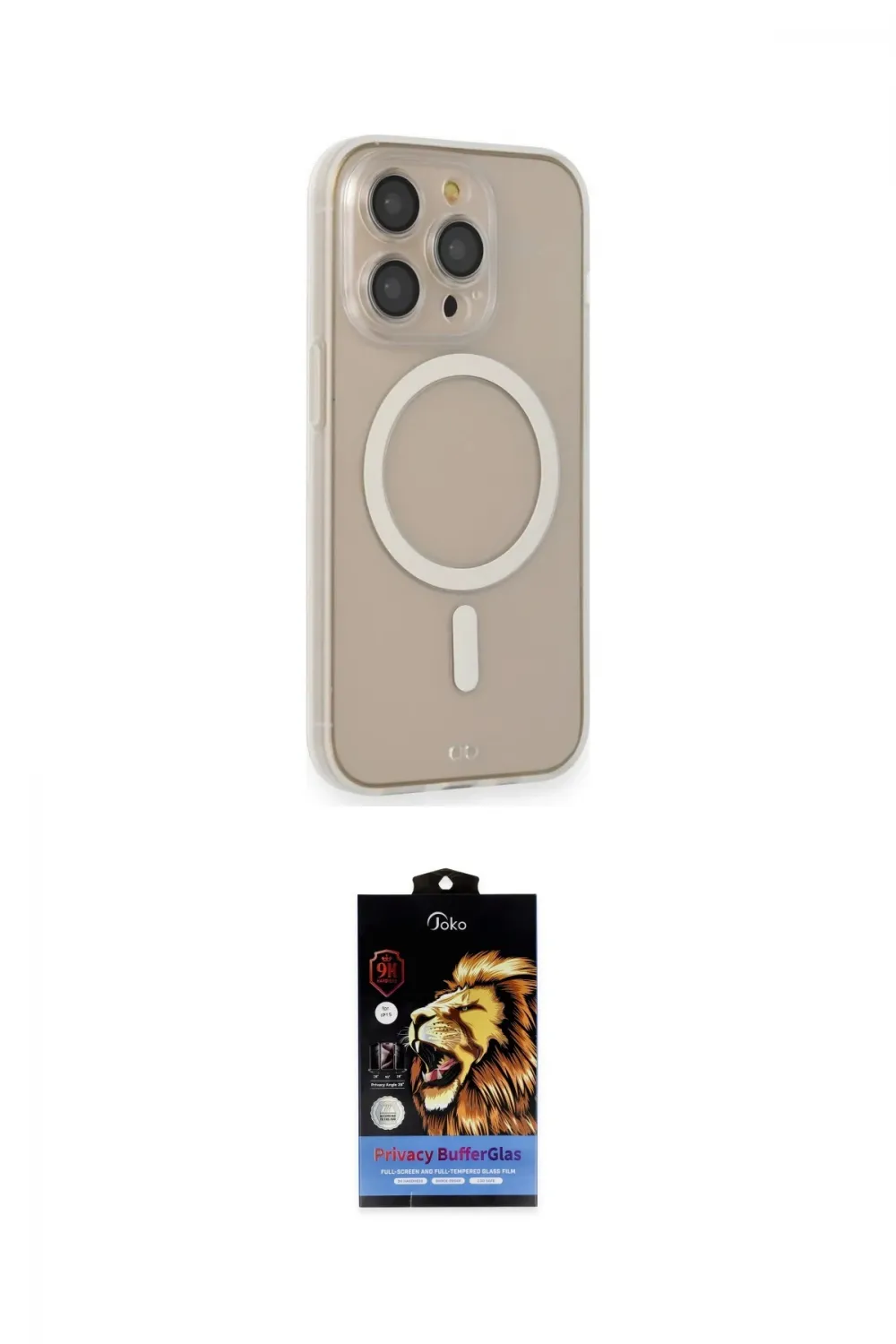 ieg™ iPhone 14 Pro Kılıf Siluet Işık Koleksiyonu - Siyah Buffer Hayalet Cam Ekran Koruyucu