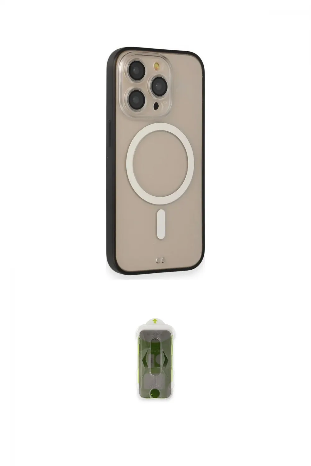 ieg™ iPhone 14 Pro Kılıf Siluet Işık Koleksiyonu - Siyah Joko Magic 5D Hayalet Cam